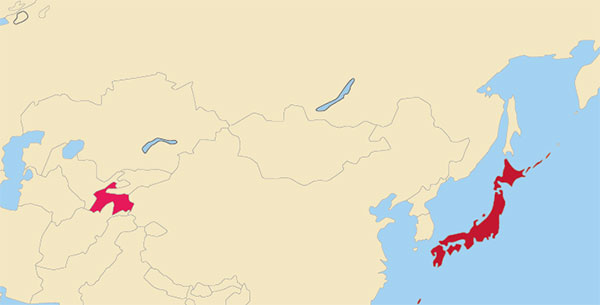 図２タジキスタンの位置