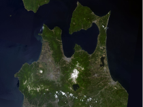 宇宙から見た青森県と3D画像