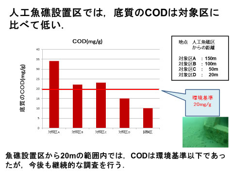 図１０　人工魚礁区と対照区の底質COD濃度の比較